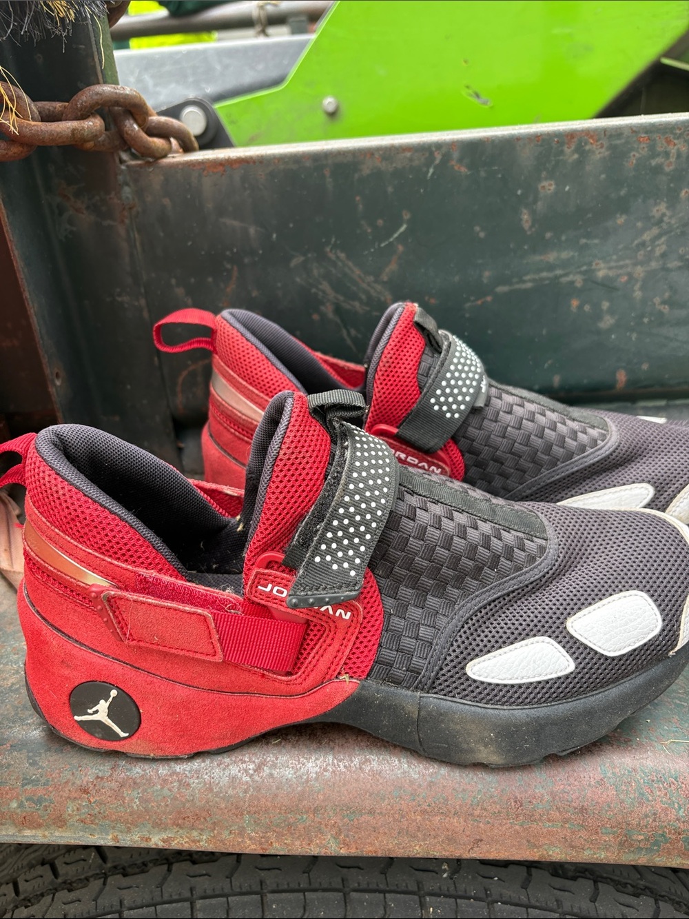 Jordan Kids Black and Red Strap Basketball Sneakers